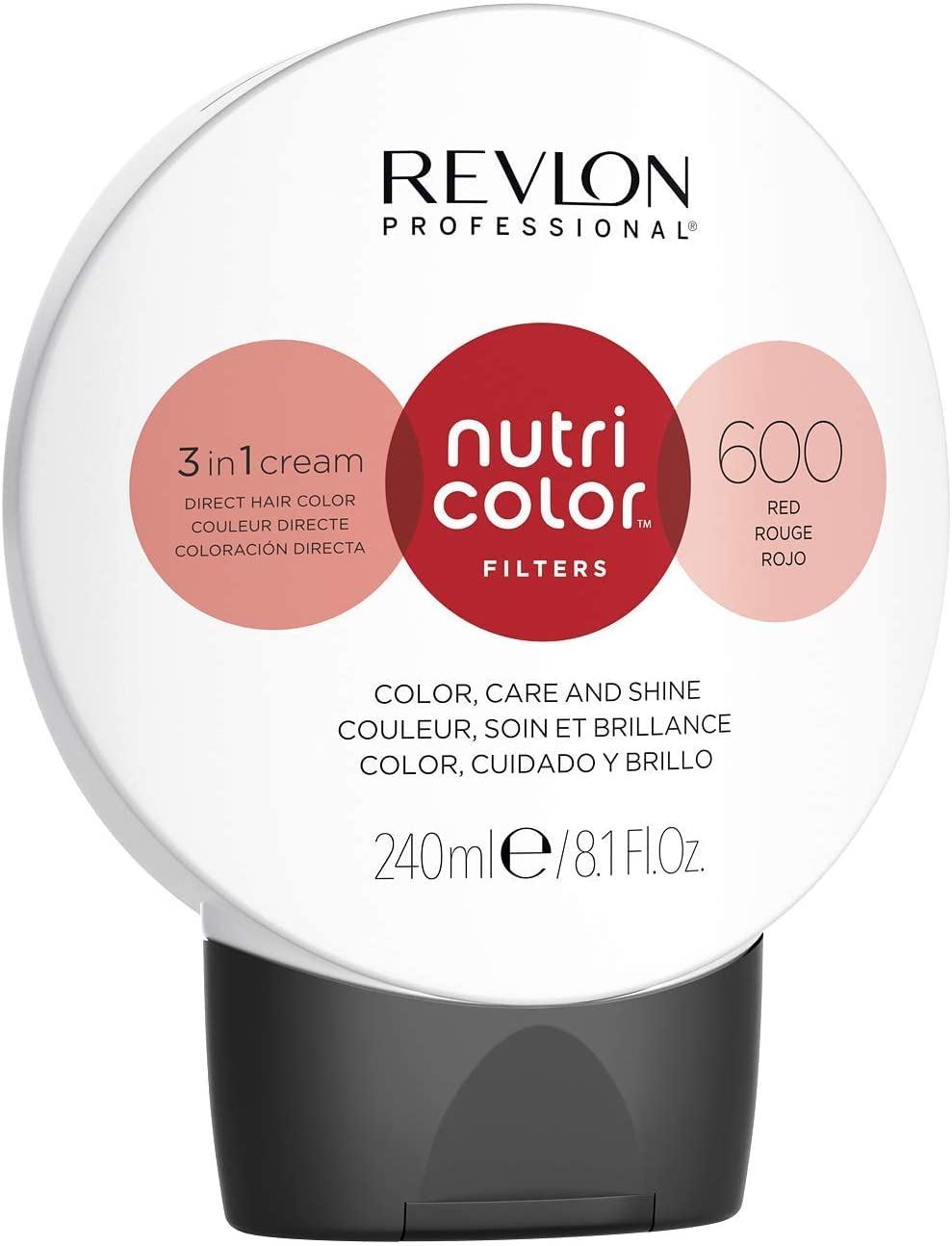 REVLON PROFESSIONAL Nutri Color Filters, Bright Semi-Permanent Direct Hair Dye, 600 Red, 240 ml