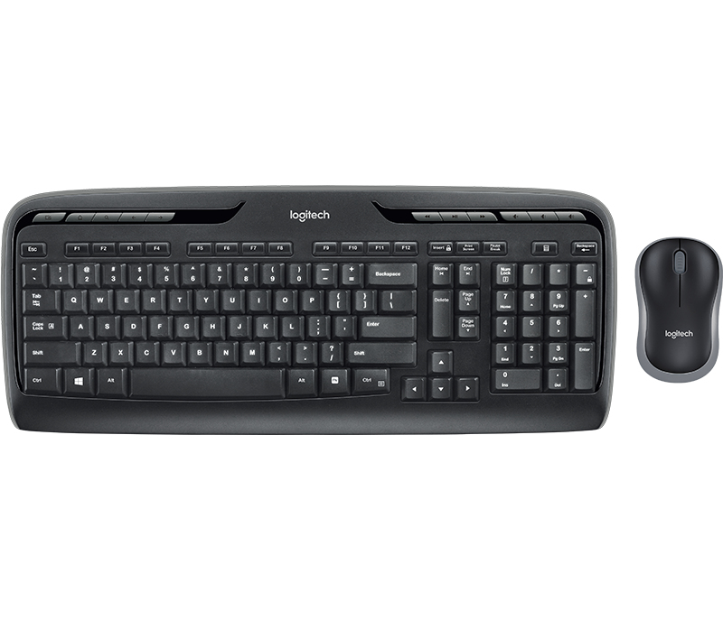 Logitech MK330 Wireless Keyboard and Mouse Combo for Windows, 2.4 GHz Wireless with USB-Receiver, Portable Mouse, Multimedia Keys, Long Battery Life for PC/Laptop, QWERTY UK Layout, Black