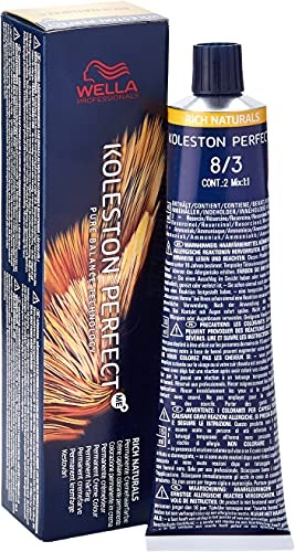Wella Koleston Perfect Me+ Rich Naturals Permanent Hair Colour Cream, No. 8/3 Light Blonde Gold, 0.66 kg