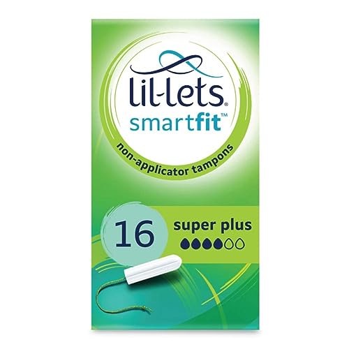 Lil-Lets Non-Applicator Super Plus Tampons, 16 Count (Pack of 1), For Heavy Flow, 4 Droplets, Plant-Based, SmartFit